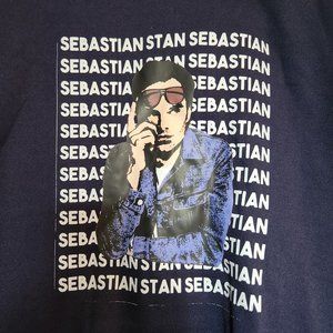 Navy Blue Sebastian Stan High Neck Sweatshirt